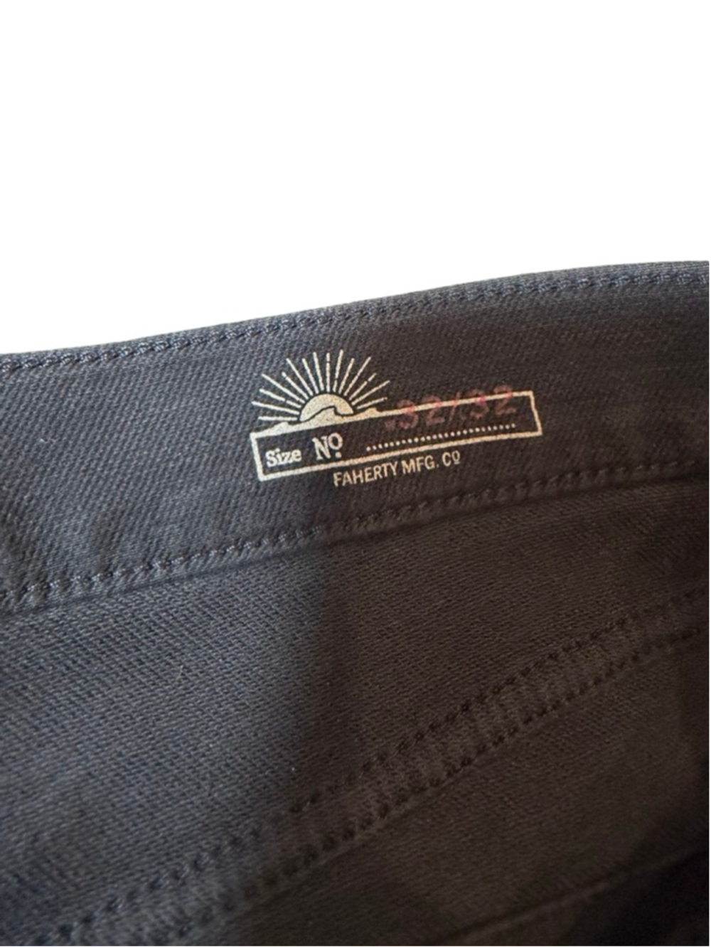 Faherty Black Stretch Jeans Slim Straight Organic Cotton Blend Pants Size 32x32 - Picture 3 of 8